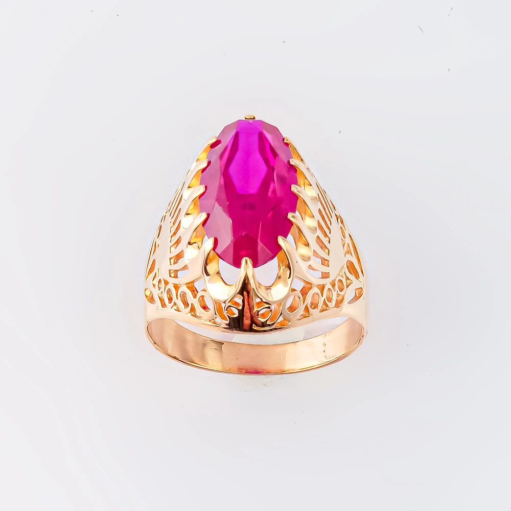 Кольцо с фианитом из красного золота 583 пробы