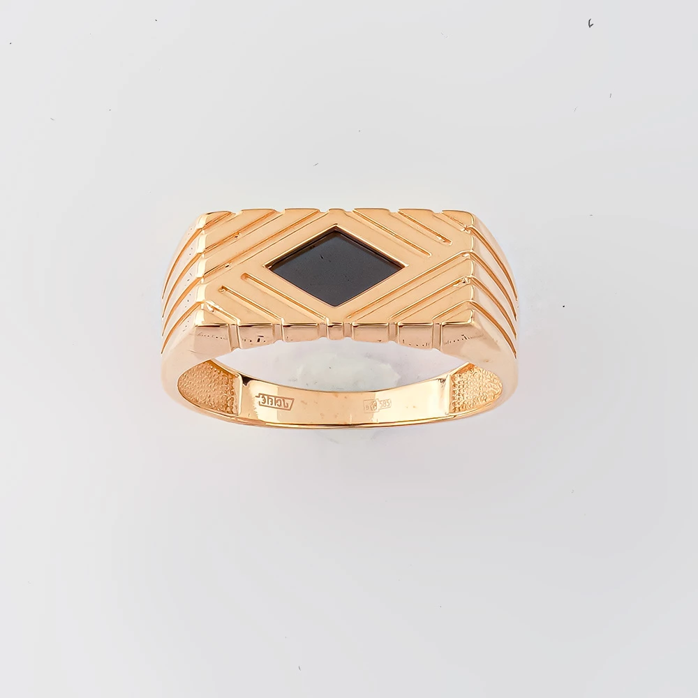 Кольцо с ониксом из красного золота 585 пробы