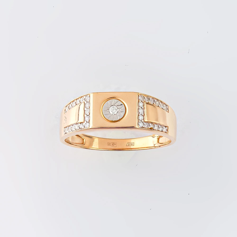 Кольцо с бриллиантом из красного золота 585 пробы