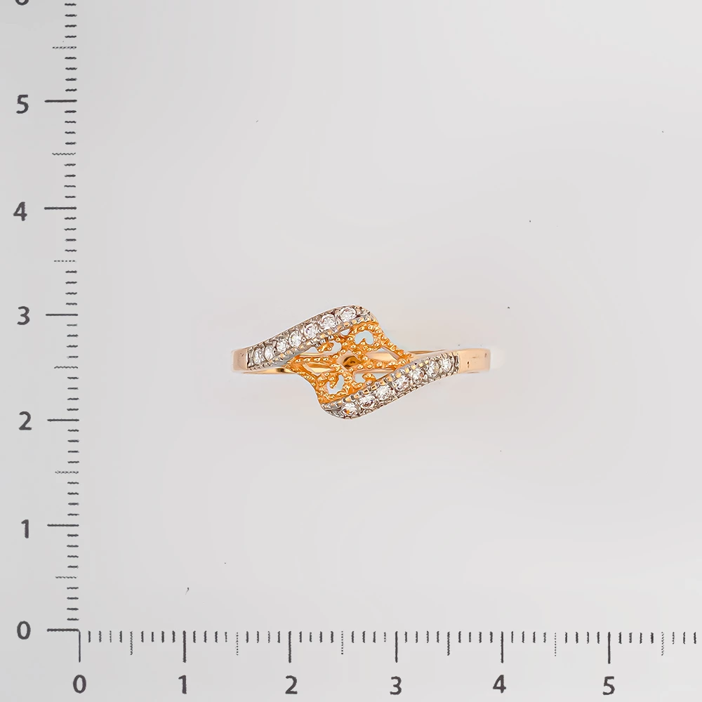 Кольцо с фианитом из красного золота 585 пробы