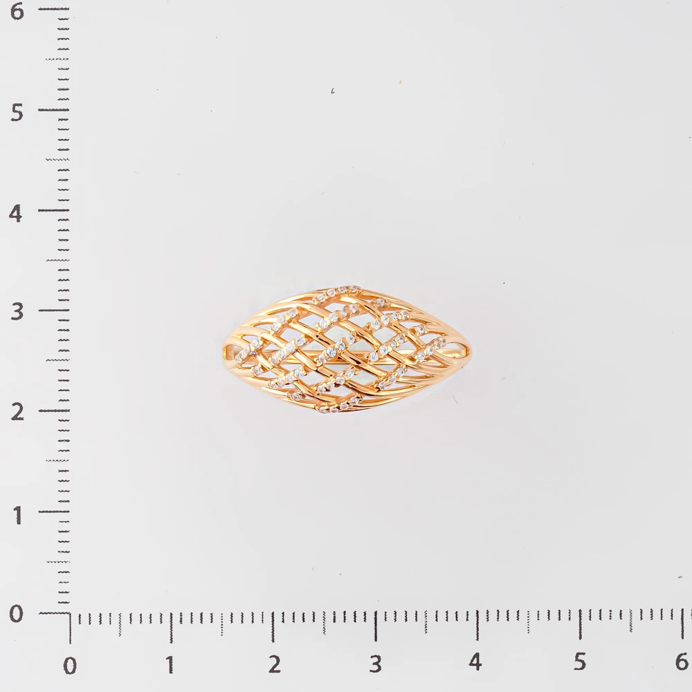 Кольцо с фианитом из красного золота 585 пробы