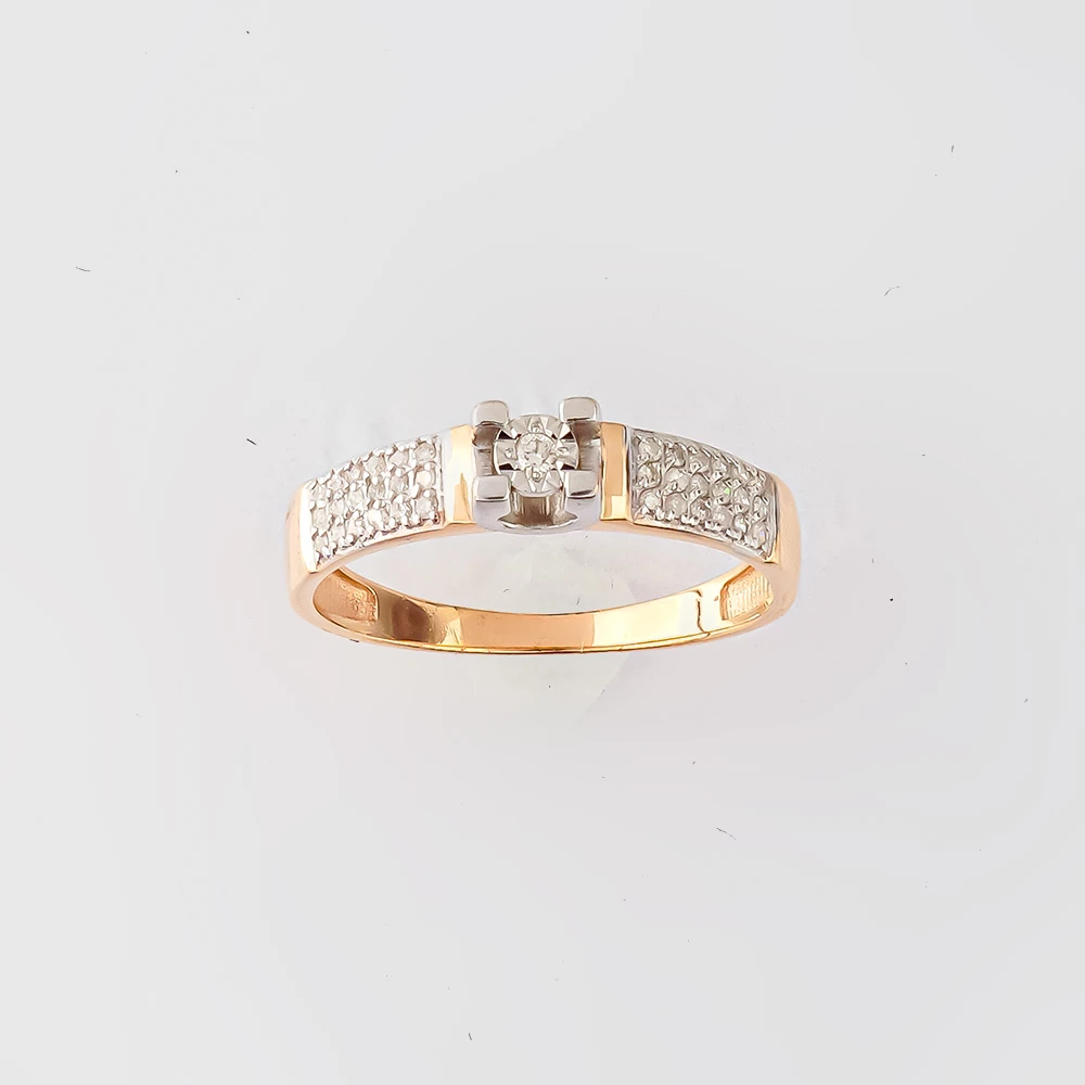 Кольцо с бриллиантом из красного золота 585 пробы