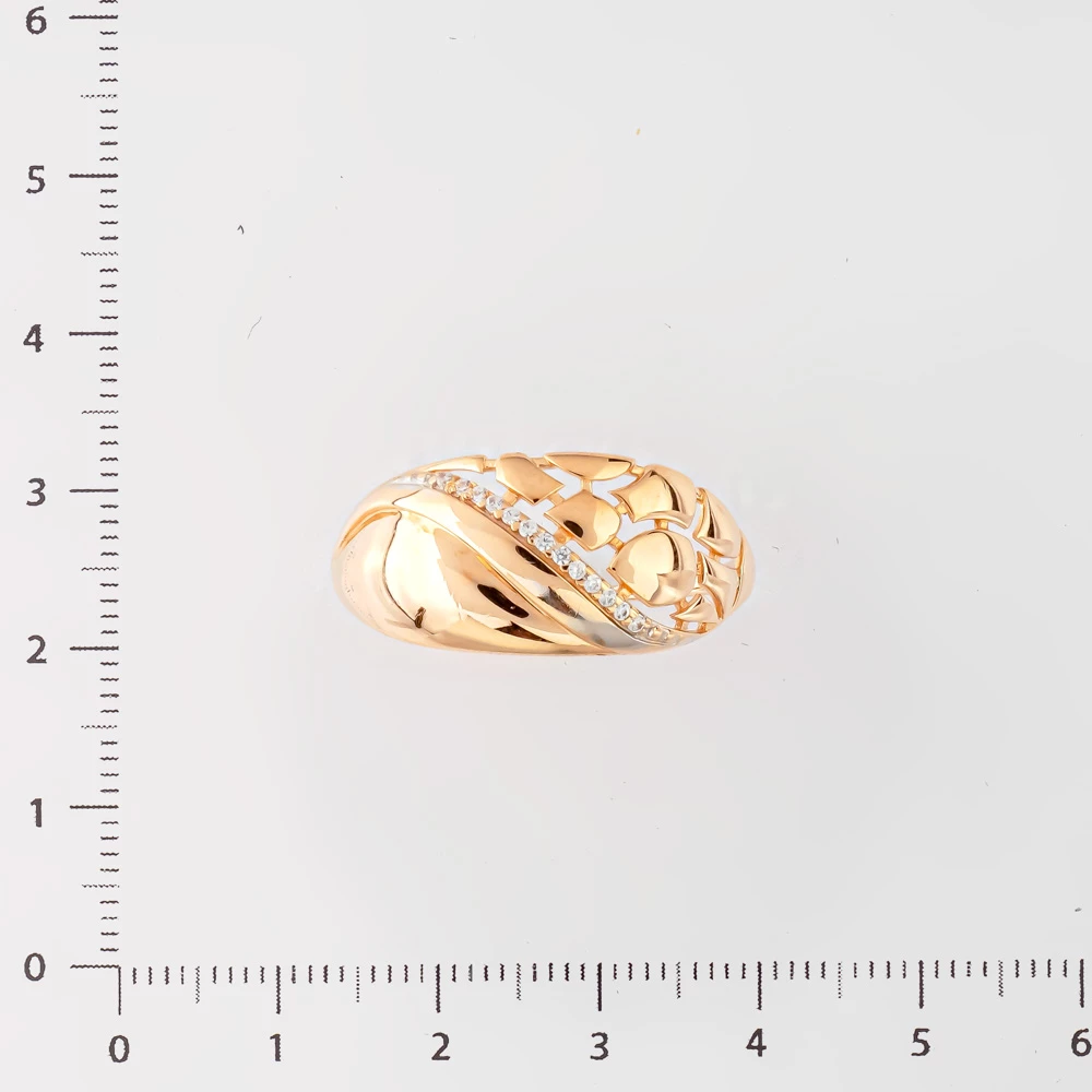 Кольцо с фианитом из красного золота 585 пробы