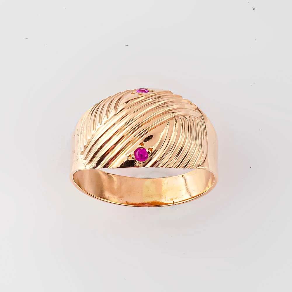 Кольцо с фианитом из красного золота 583 пробы