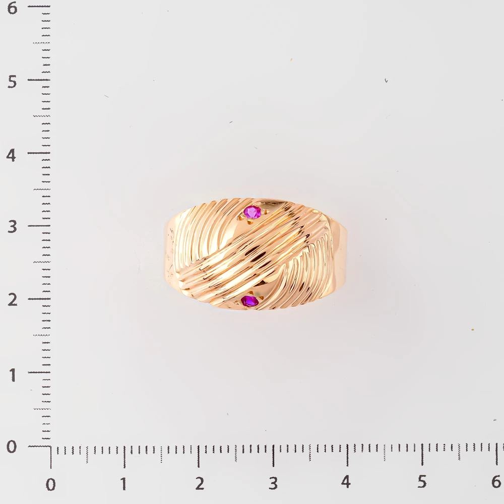 Кольцо с фианитом из красного золота 583 пробы