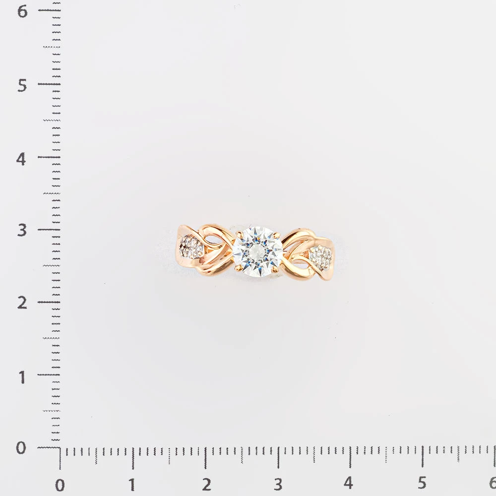 Кольцо с фианитом из красного золота 585 пробы