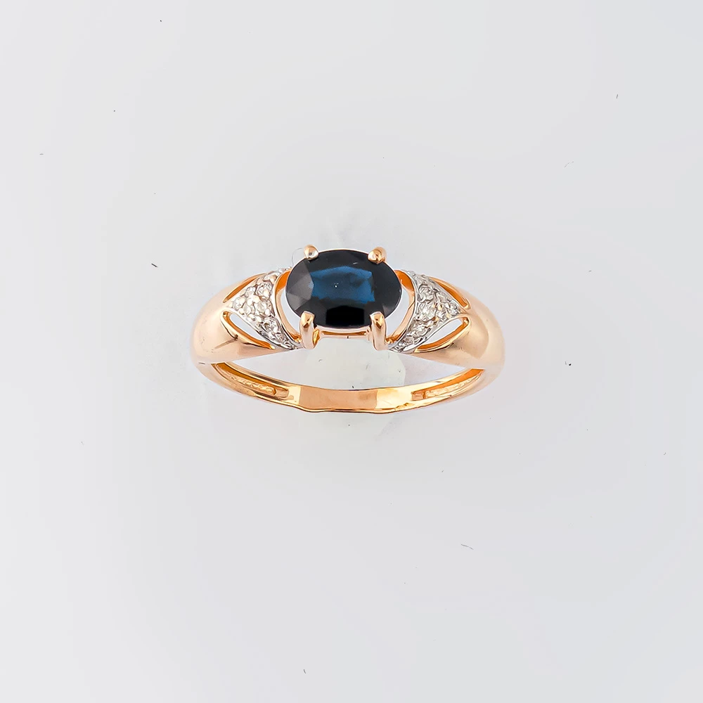 Кольцо с сапфиром из красного золота 585 пробы