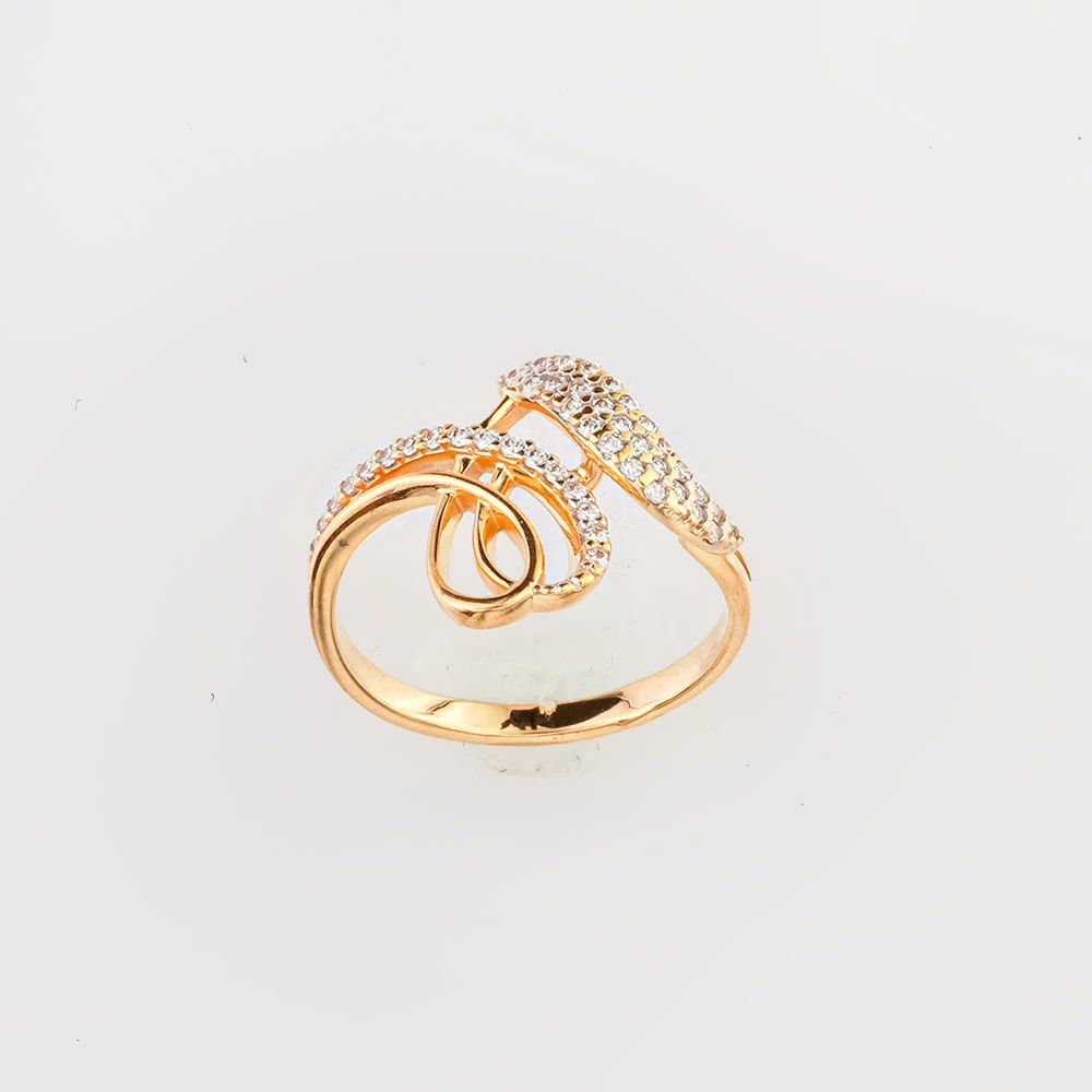 Кольцо с фианитом из красного золота 585 пробы