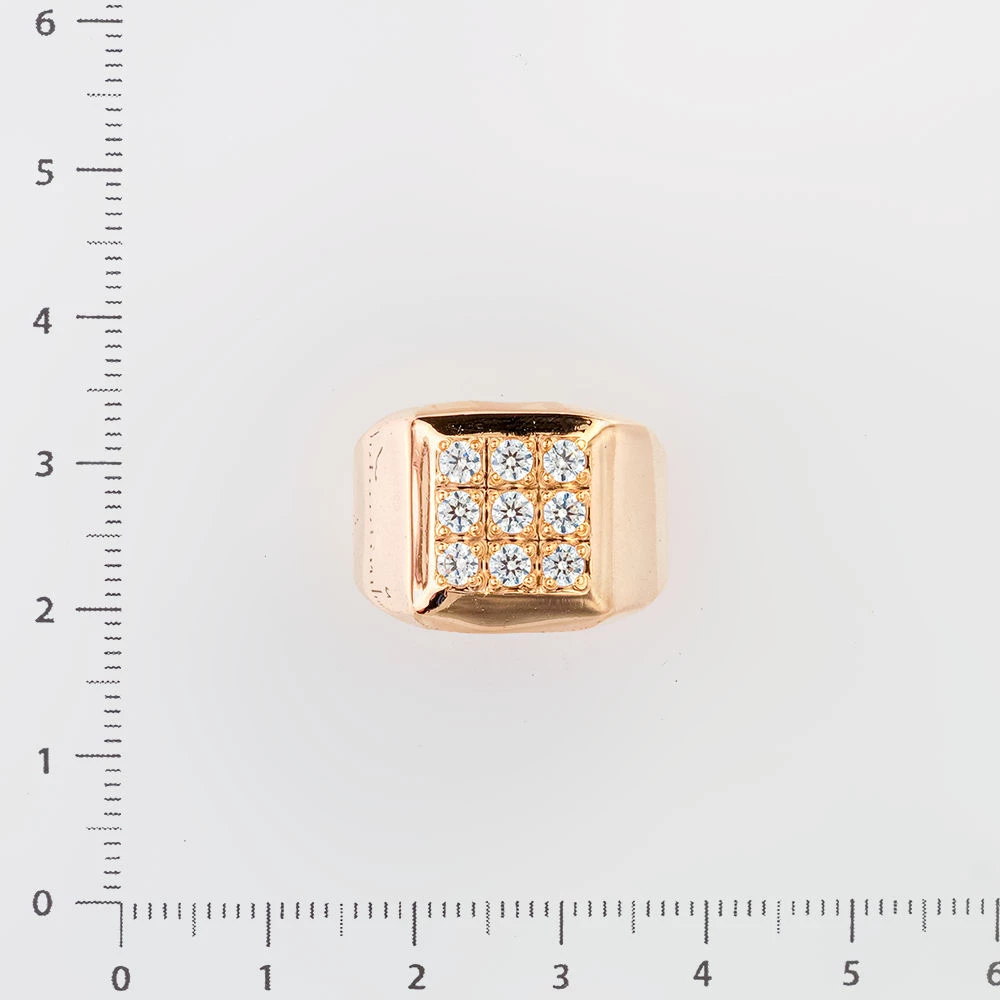 Кольцо с фианитом из красного золота 585 пробы