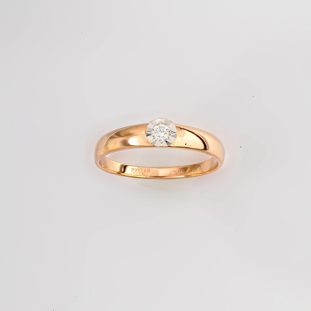 Кольцо с бриллиантом из красного золота 585 пробы