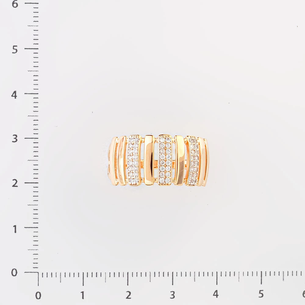 Кольцо с фианитом из красного золота 585 пробы