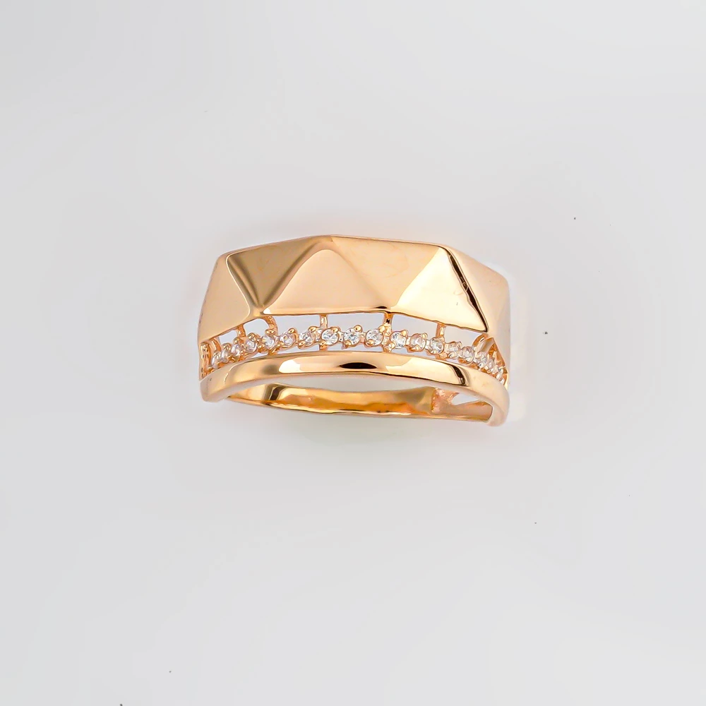 Кольцо с фианитом из красного золота 585 пробы