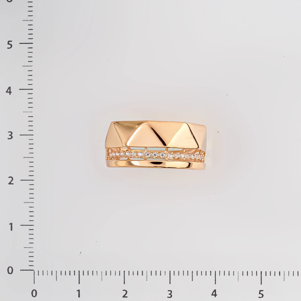 Кольцо с фианитом из красного золота 585 пробы