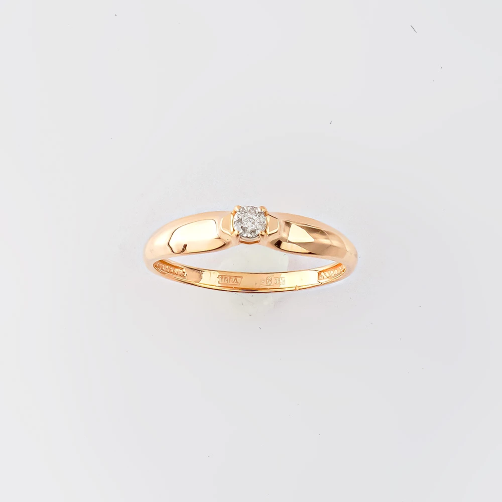 Кольцо с бриллиантом из красного золота 585 пробы