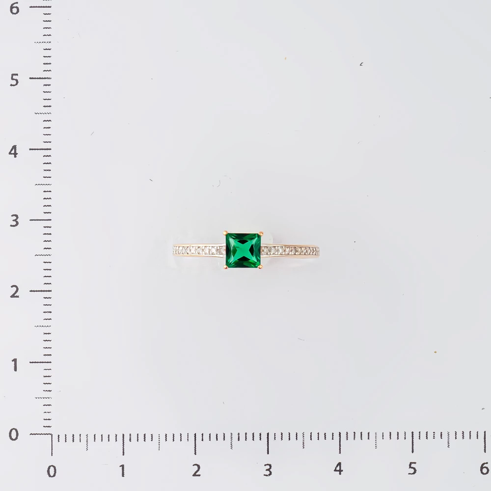 Кольцо с изумрудом синтетическим из красного золота 585 пробы