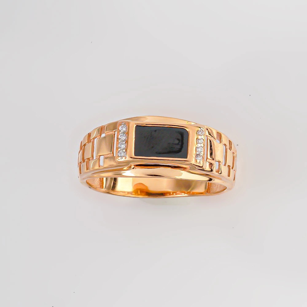 Кольцо с ониксом из красного золота 585 пробы