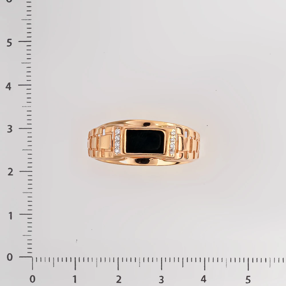 Кольцо с ониксом из красного золота 585 пробы