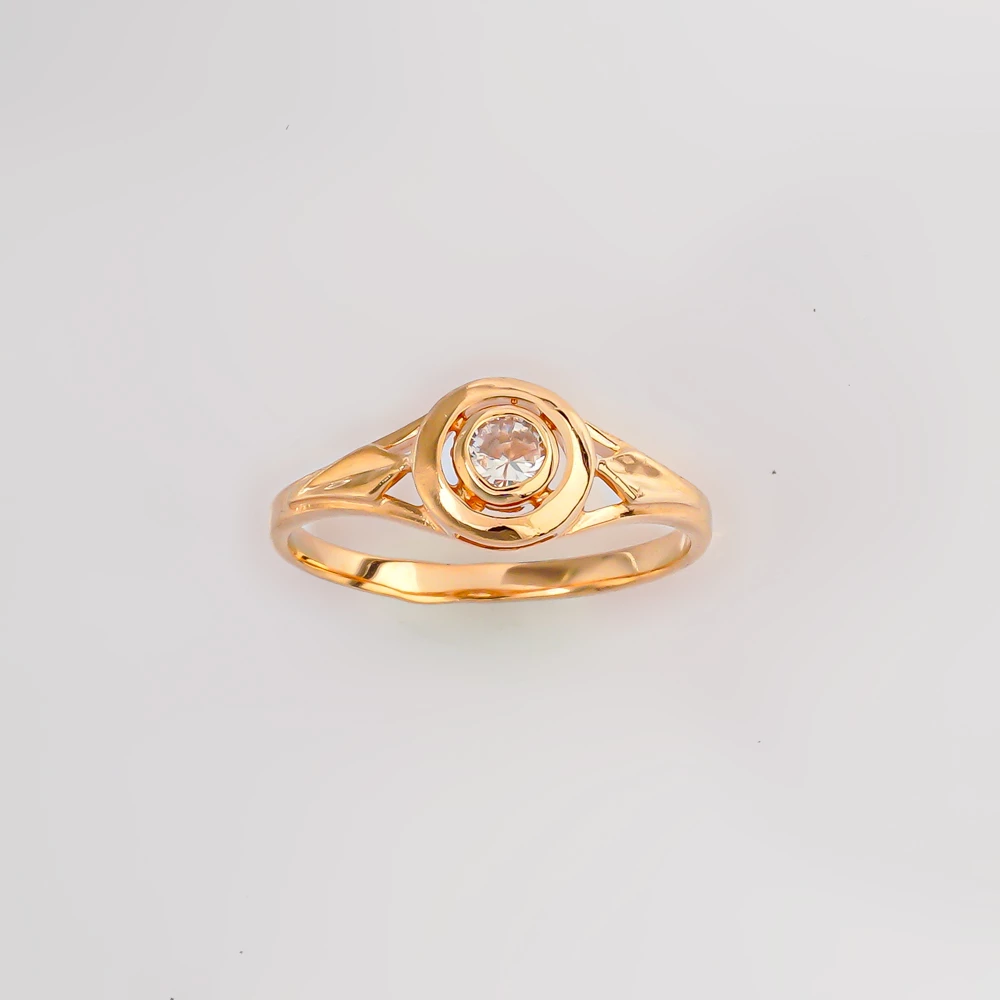Кольцо с фианитом из красного золота 585 пробы