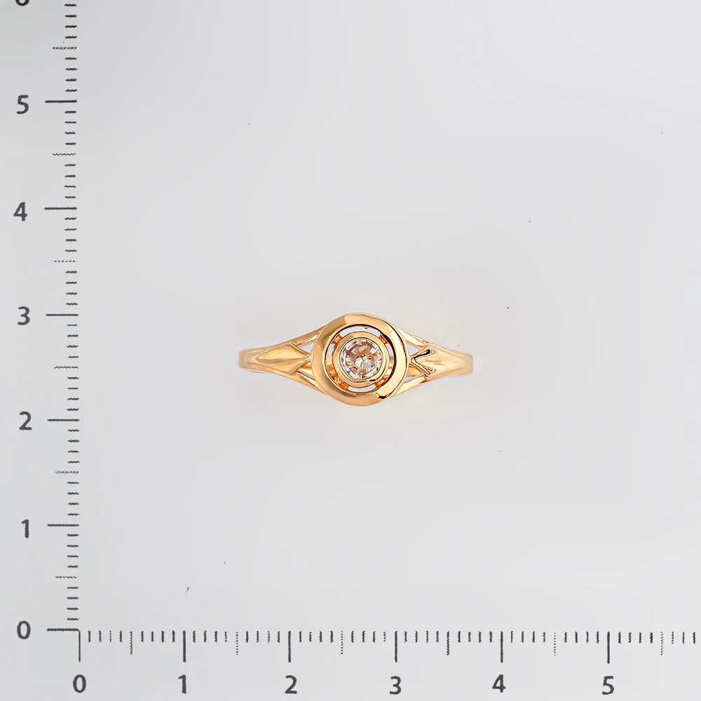 Кольцо с фианитом из красного золота 585 пробы