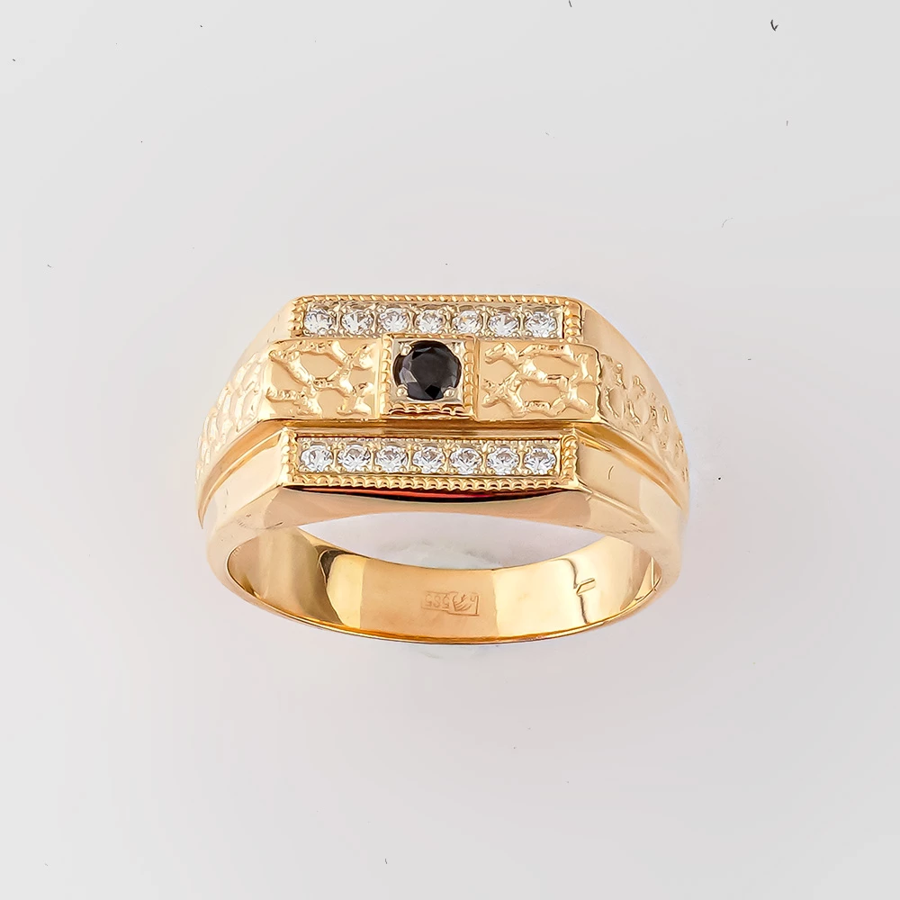 Кольцо с фианитом из красного золота 585 пробы