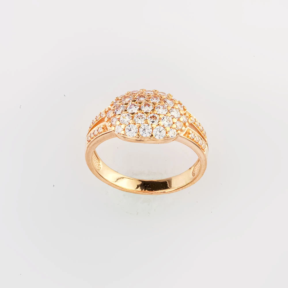 Кольцо с фианитом из красного золота 585 пробы