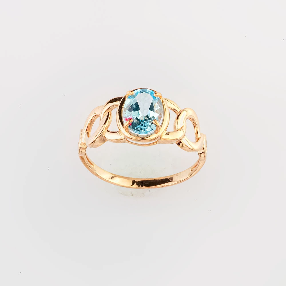 Кольцо с топазом из красного золота 585 пробы