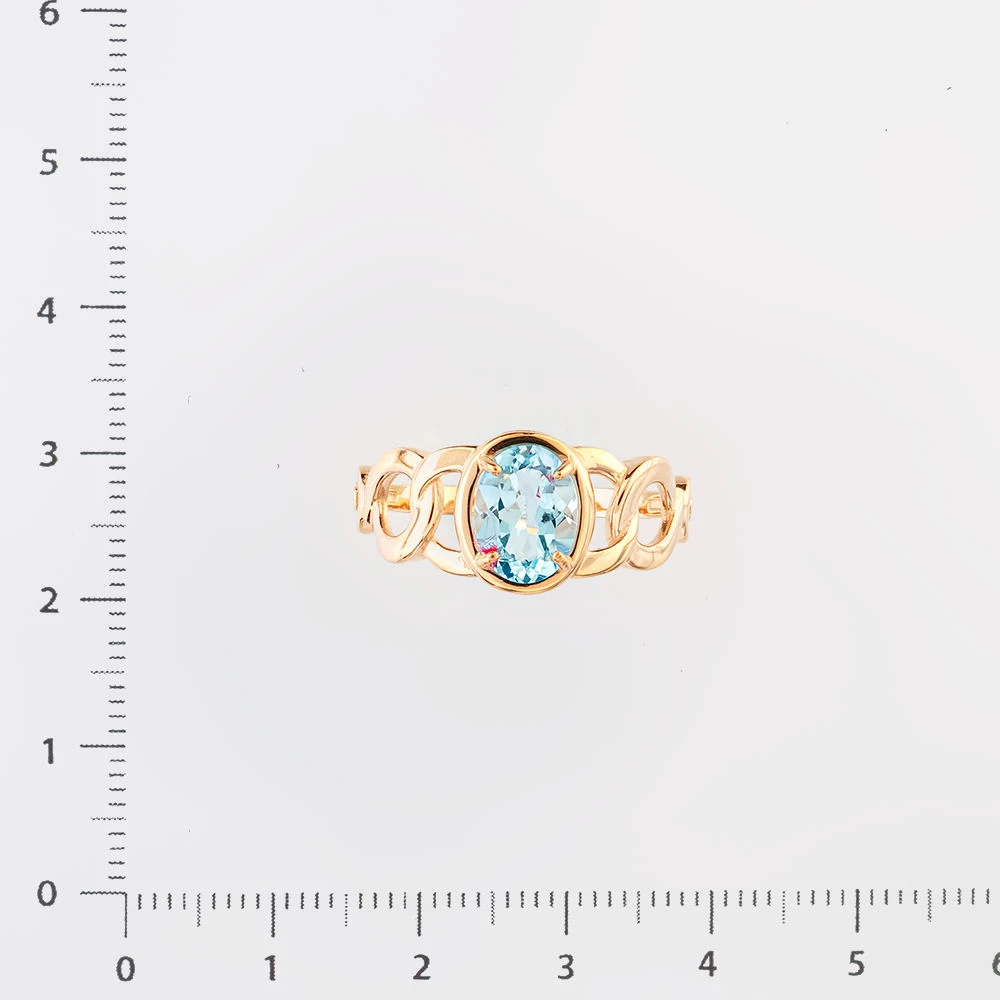 Кольцо с топазом из красного золота 585 пробы