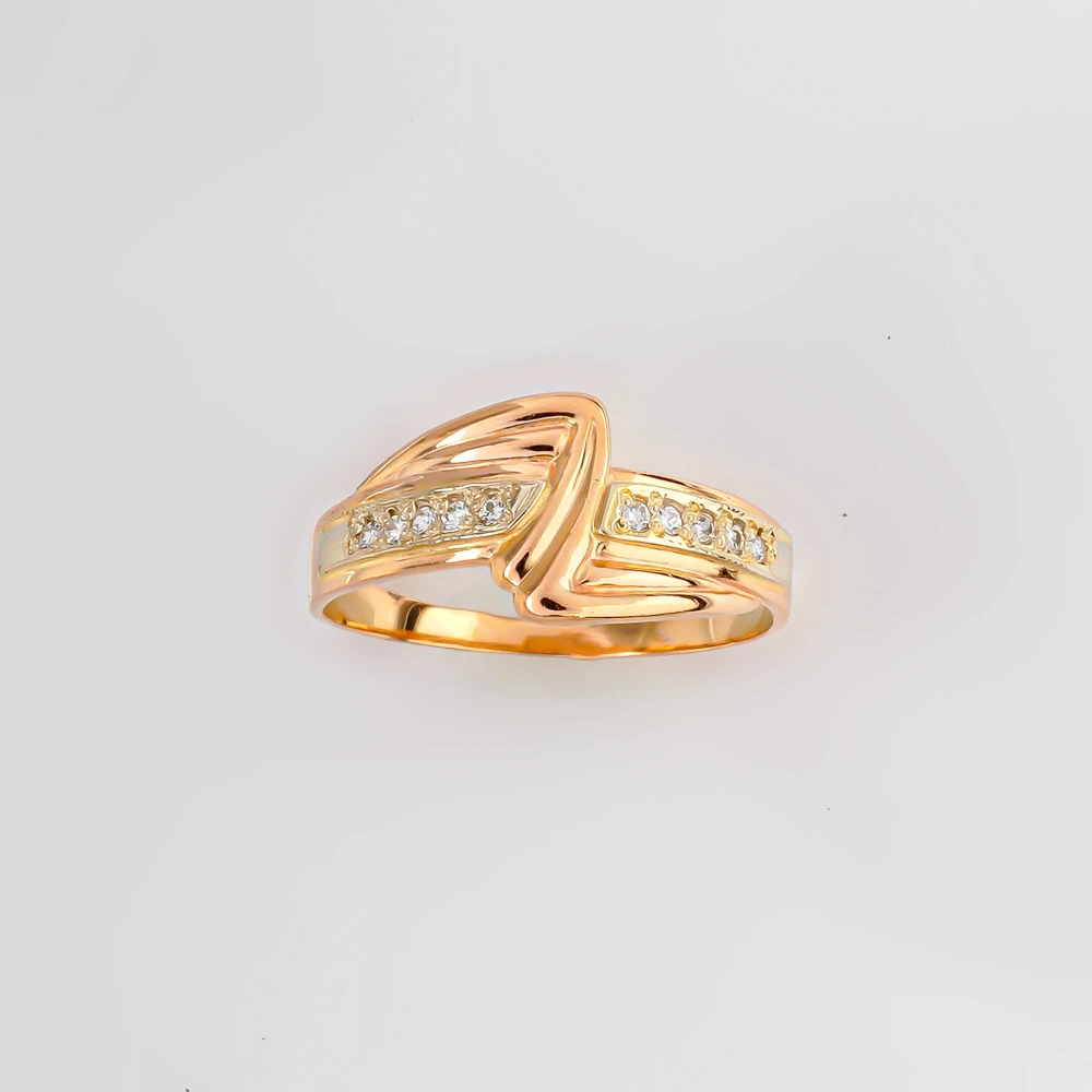 Кольцо с фианитом из красного золота 585 пробы