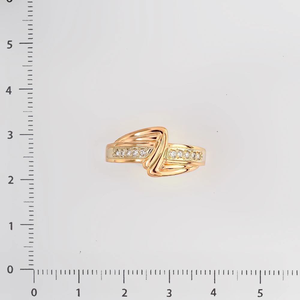 Кольцо с фианитом из красного золота 585 пробы