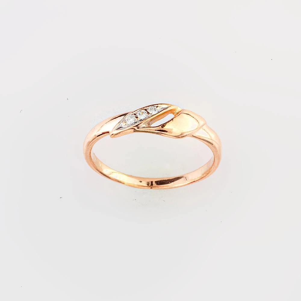 Кольцо с фианитом из красного золота 585 пробы