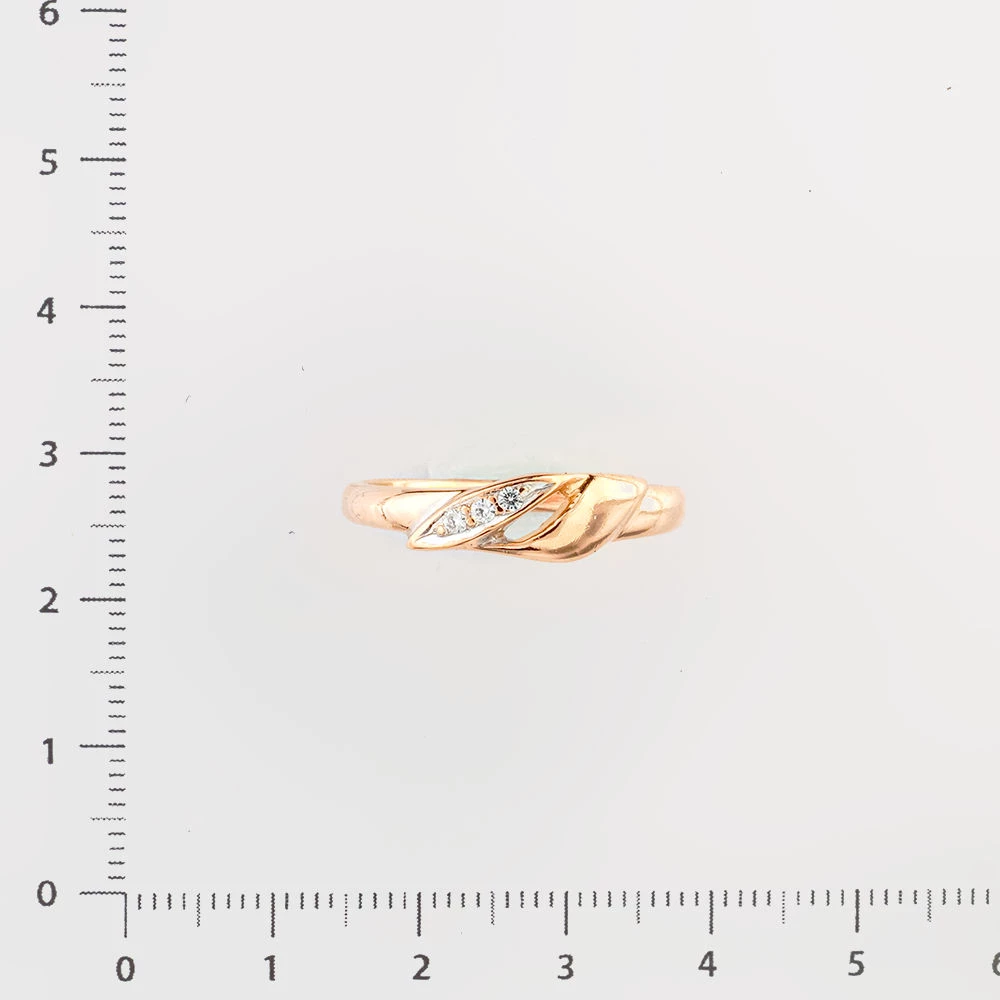 Кольцо с фианитом из красного золота 585 пробы