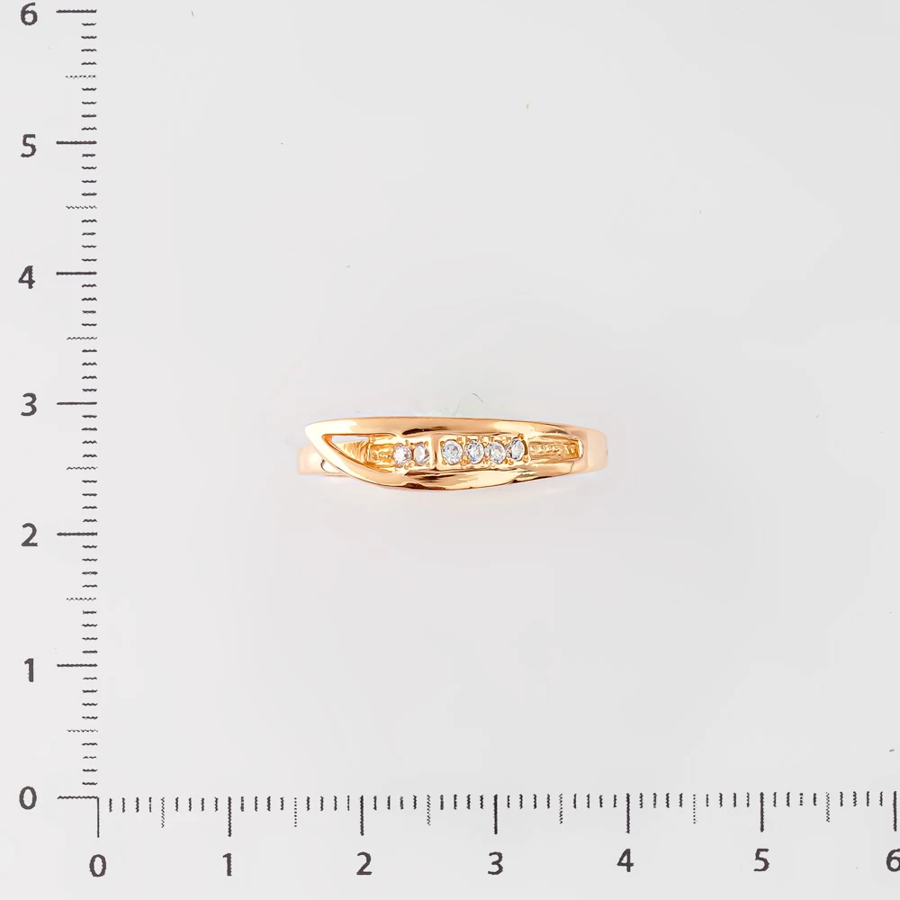 Кольцо с фианитом из красного золота 585 пробы