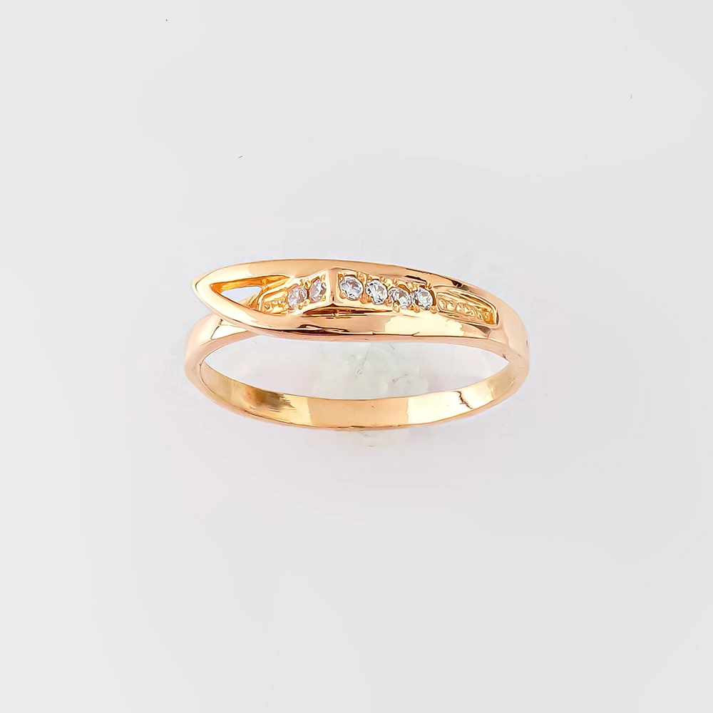 Кольцо с фианитом из красного золота 585 пробы