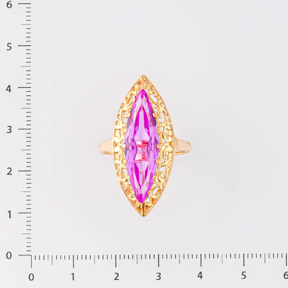 Кольцо с фианитом из красного золота 583 пробы