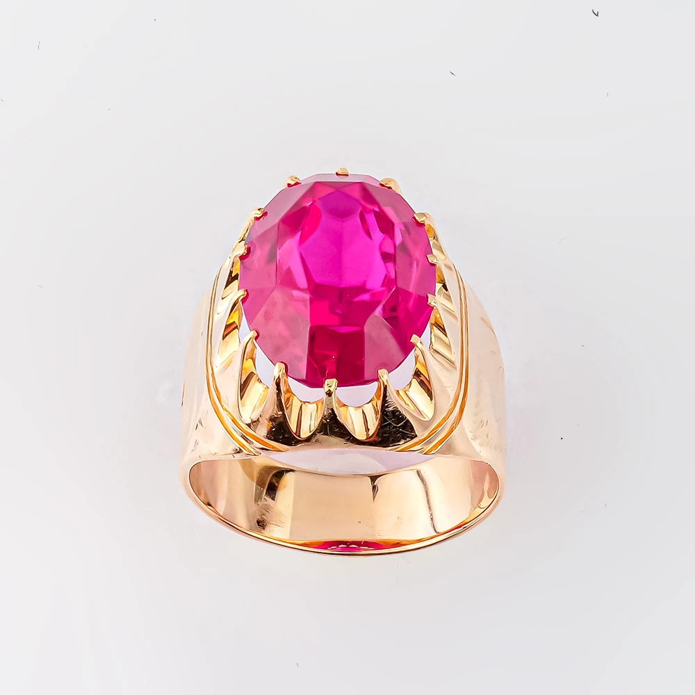 Кольцо с фианитом из красного золота 583 пробы