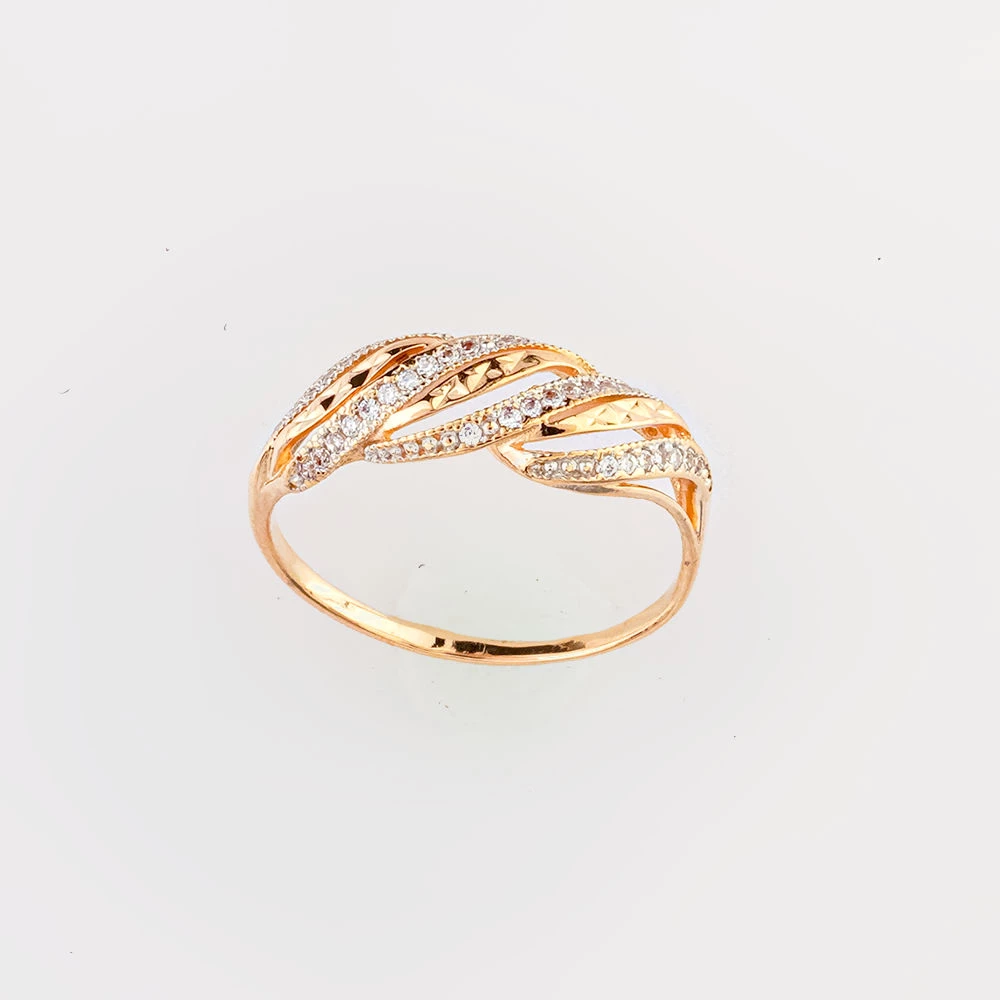 Кольцо с фианитом из красного золота 585 пробы