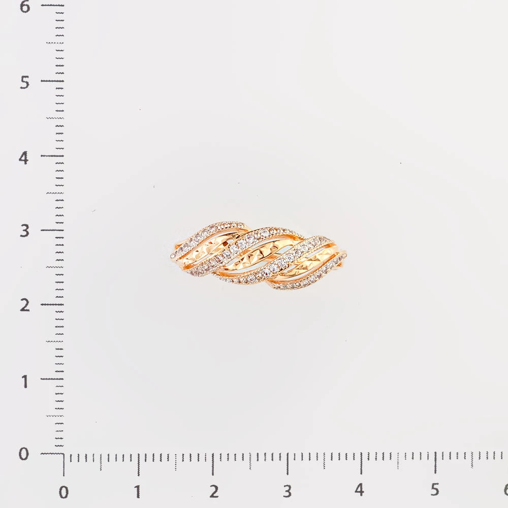 Кольцо с фианитом из красного золота 585 пробы