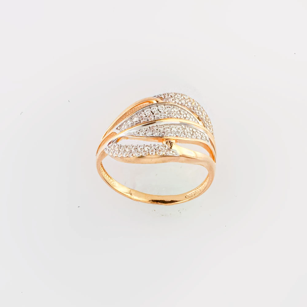 Кольцо с фианитом из красного золота 585 пробы