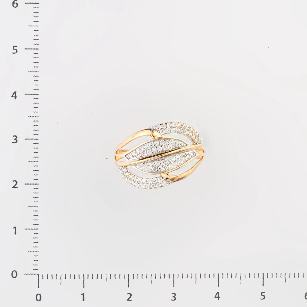 Кольцо с фианитом из красного золота 585 пробы