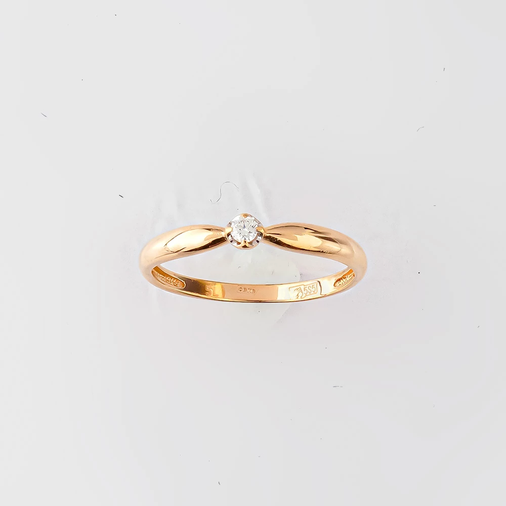 Кольцо с бриллиантом из красного золота 585 пробы