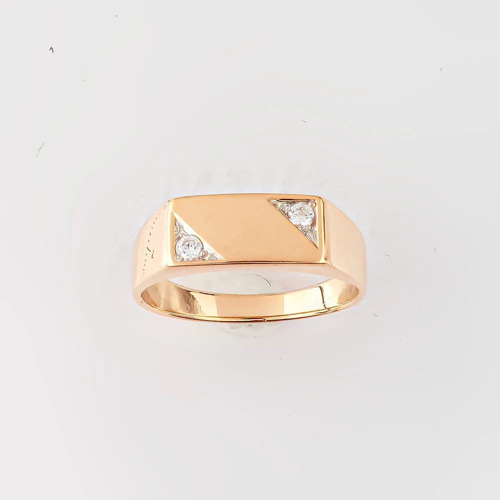 Кольцо с фианитом из красного золота 585 пробы