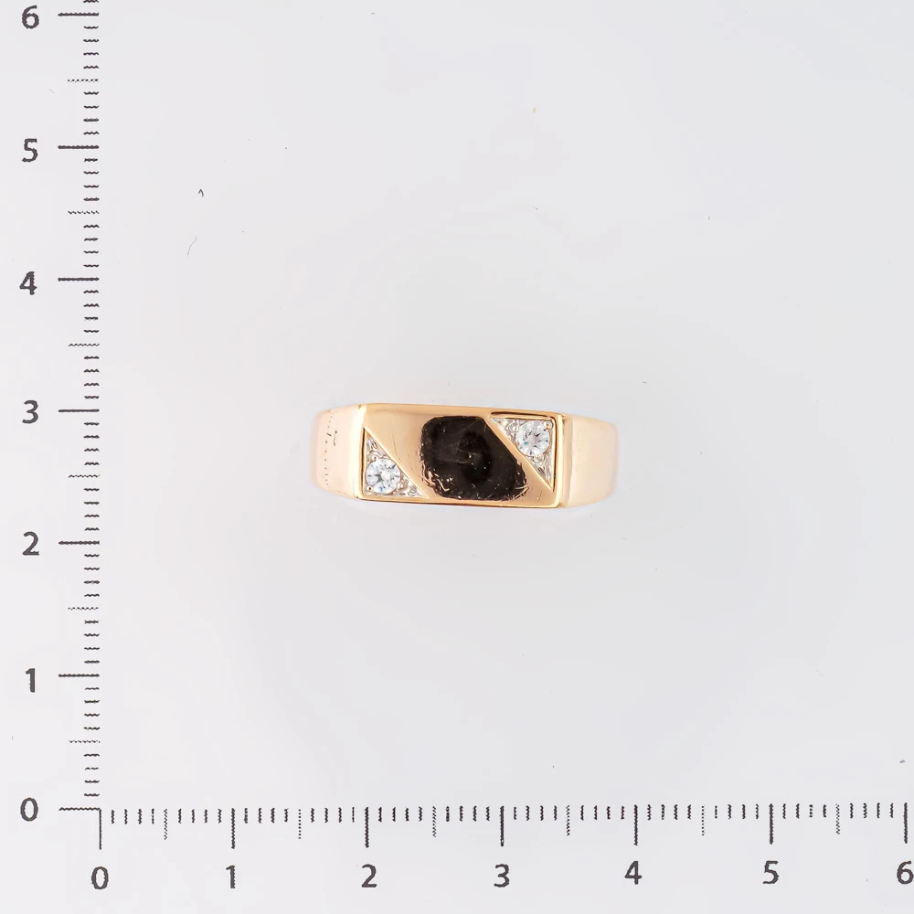 Кольцо с фианитом из красного золота 585 пробы