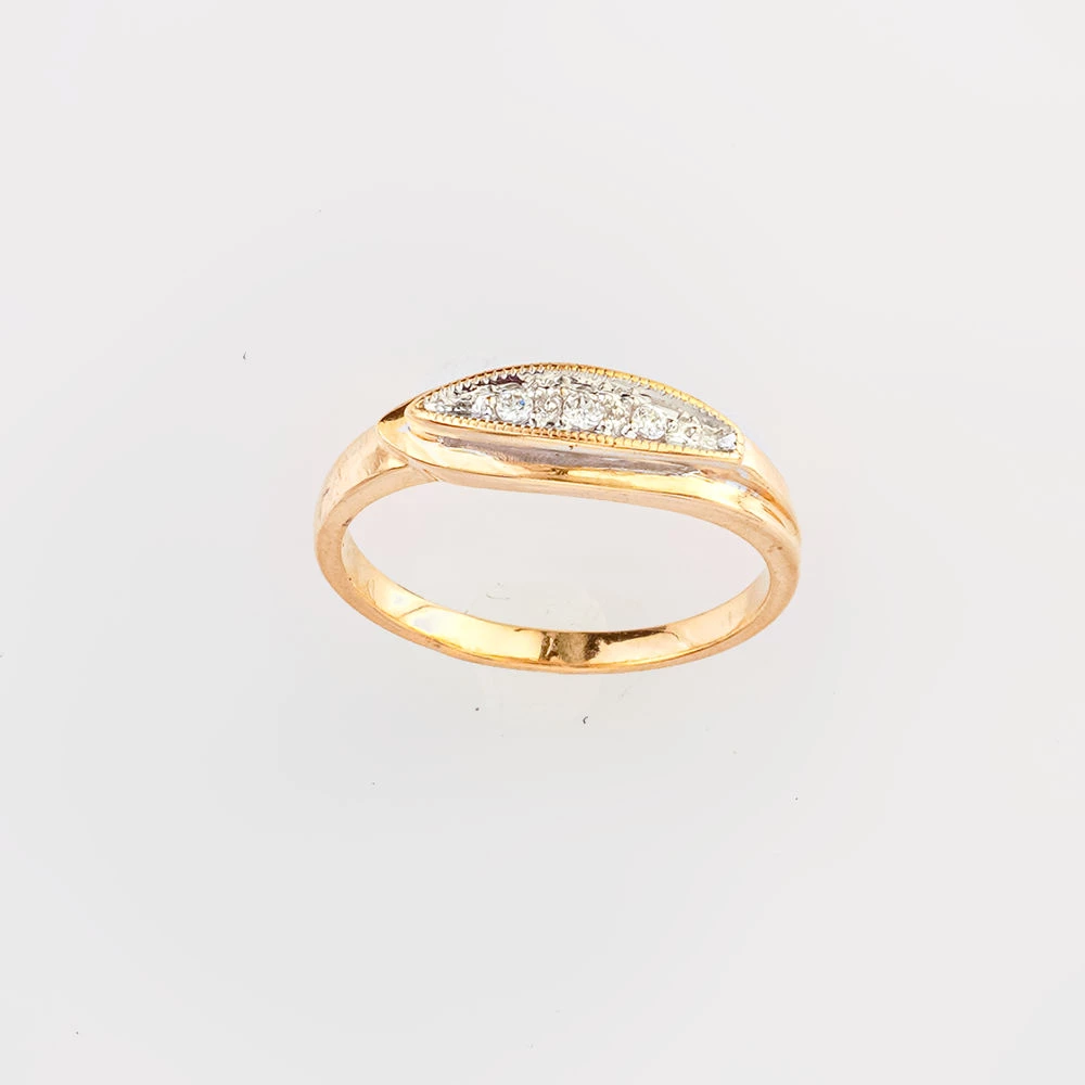 Кольцо с фианитом из красного золота 585 пробы