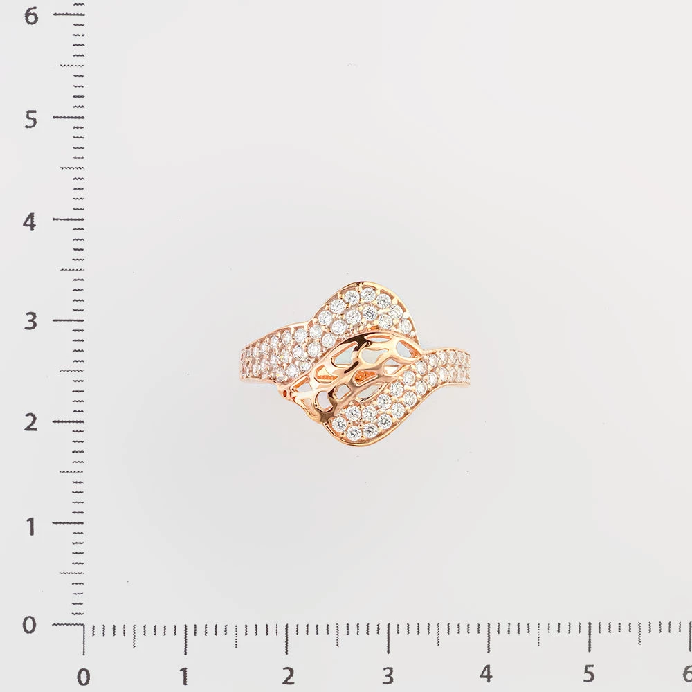 Кольцо с фианитом из красного золота 585 пробы