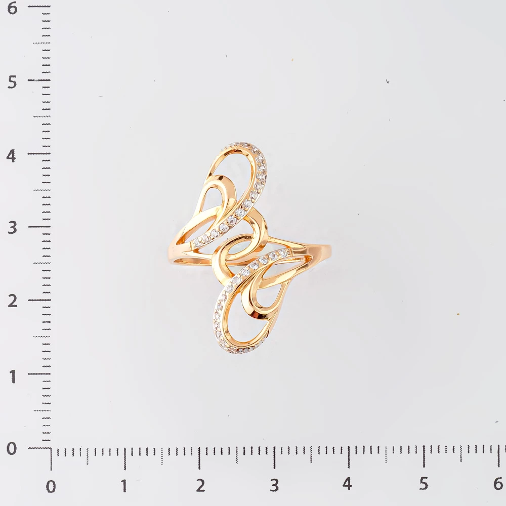 Кольцо с фианитом из красного золота 585 пробы