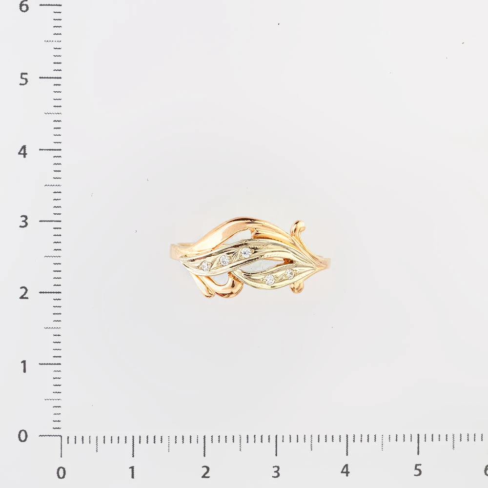 Кольцо с фианитом из красного золота 585 пробы