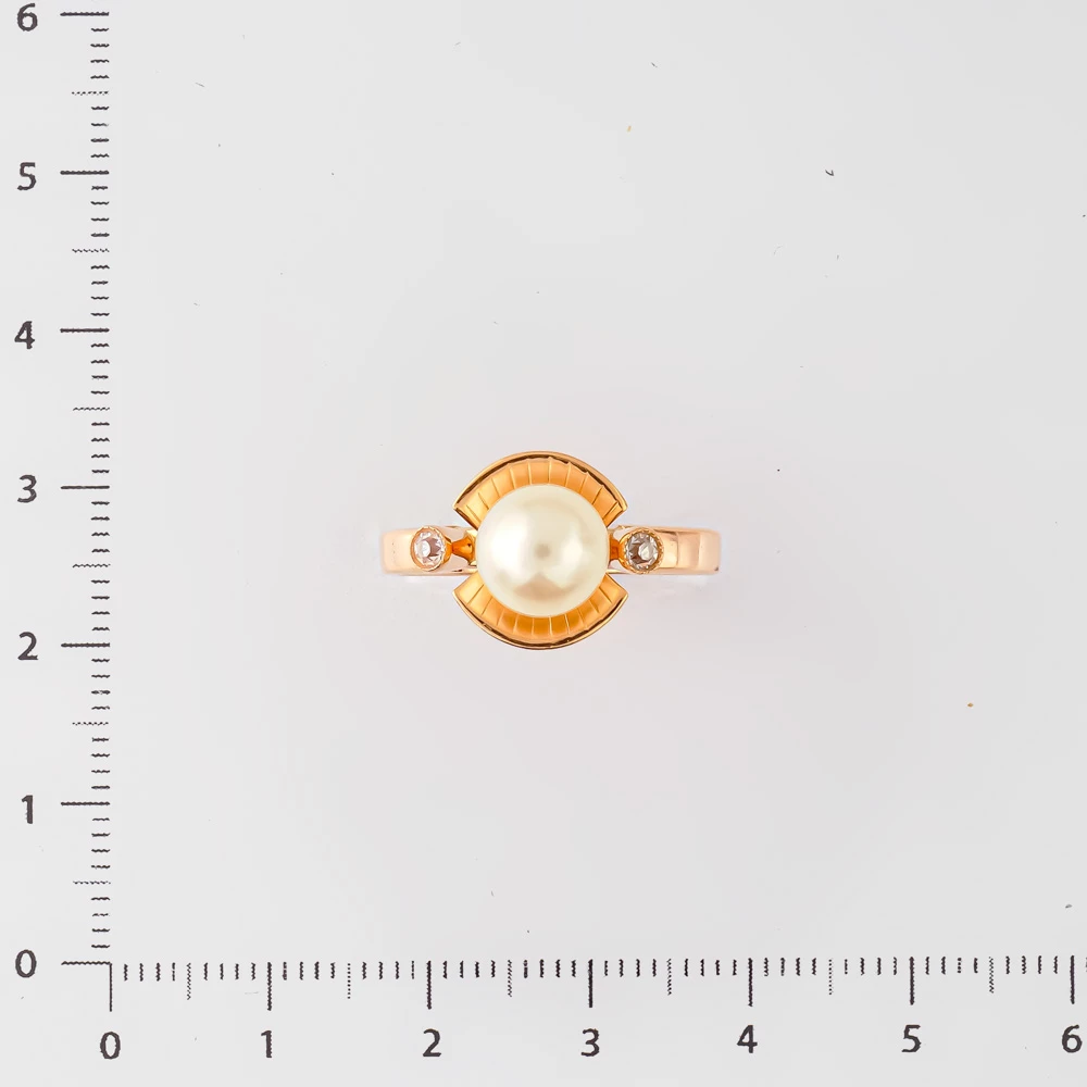 Кольцо с культивированным жемчугом из красного золота 583 пробы