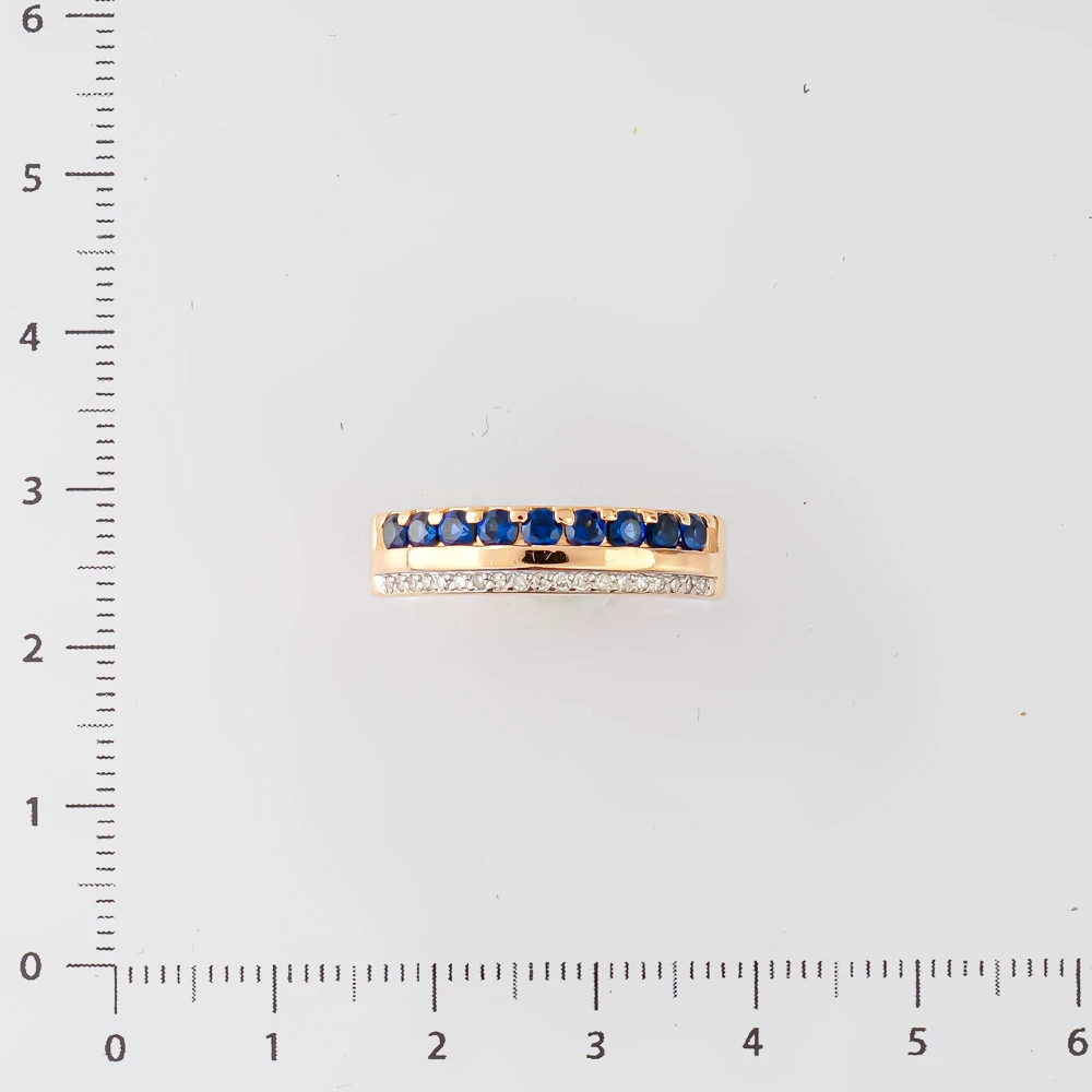 Кольцо с сапфиром синтетическим из красного золота 585 пробы