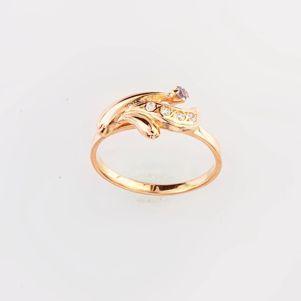 Кольцо с фианитом из красного золота 585 пробы