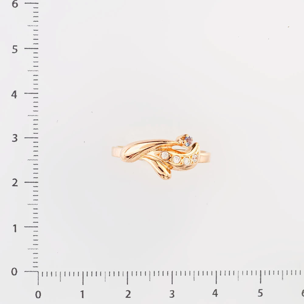 Кольцо с фианитом из красного золота 585 пробы